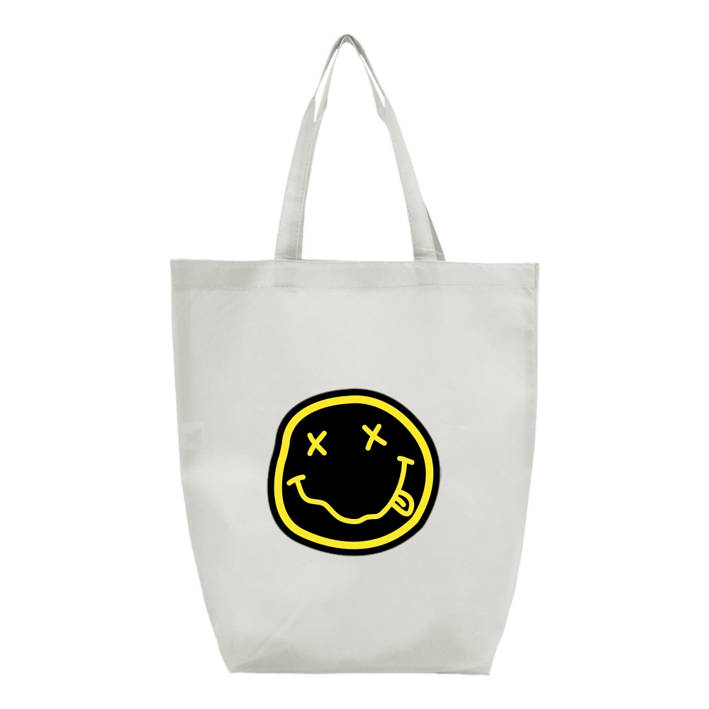 Nirvana Yellow and Black Face Q-Tees Non-Woven Gusset Bottom Tote
