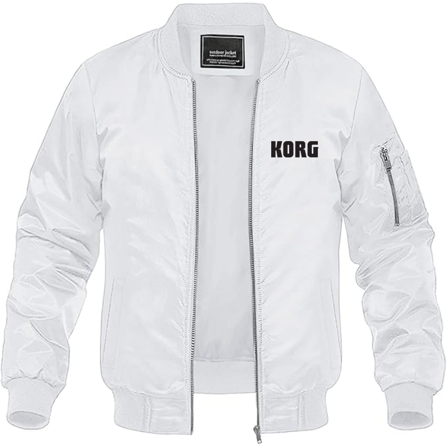 Men's Korg Logo  Lightweight Bomber Jacket Windbreaker Softshell Varsity Jacket Coat
