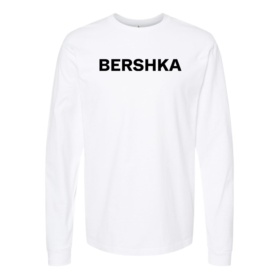 Men's Bershka Logo Cotton Long Sleeve T-Shirt