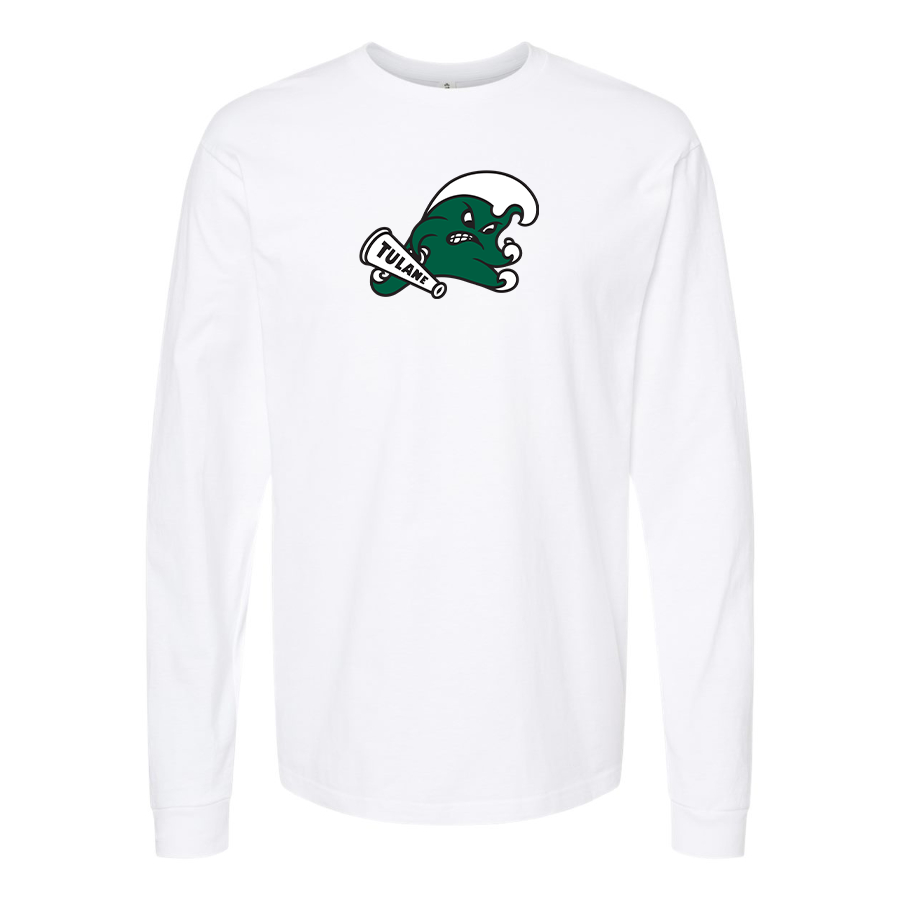 Men's Tulane Green Wave Logo  Cotton Long Sleeve T-Shirt