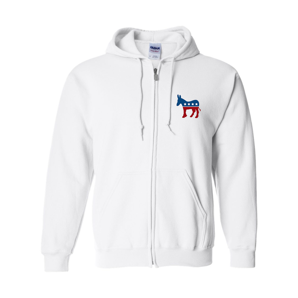 Men's Democrat Election Symbol Gildan  Heavy Blend Full Zip Hooded Sweatshirt