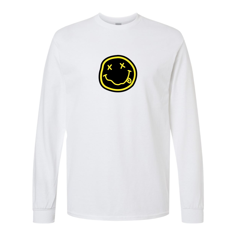Men's Nirvana Yellow and Black Face Gildan Heavy Cotton Long Sleeve T-Shirt