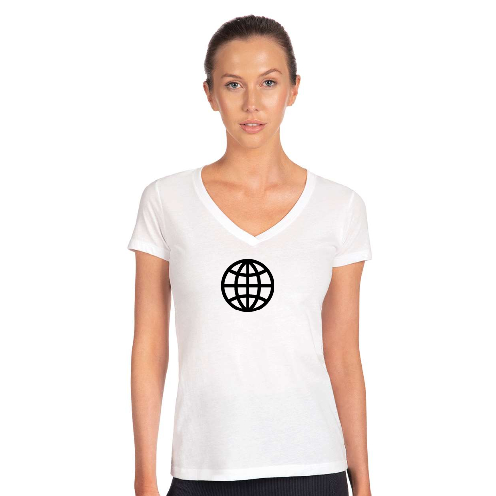 Women's Internet Globe  Next Level V-Neck T-Shirt