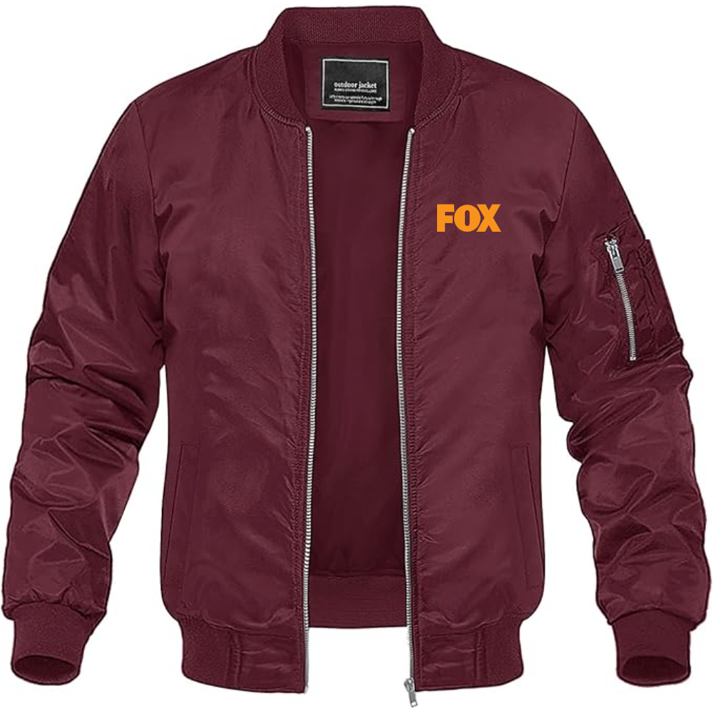 Men's Fox  Lightweight Bomber Jacket Windbreaker Softshell Varsity Jacket Coat