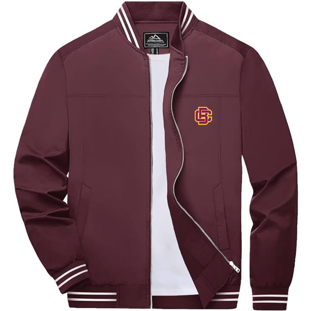 Men's  Bethune Cookman Wildcats Lightweight Zip-Up Bomber Jacket with Ribbed Collar and Cuffs Versatile Casual Outerwear