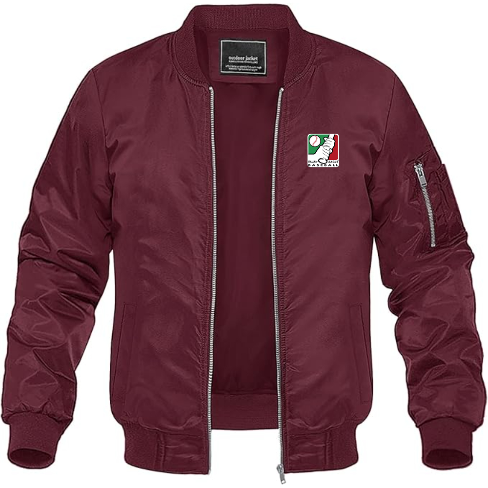 Men's  Italian Baseball League Logo Lightweight Bomber Jacket Windbreaker Softshell Varsity Jacket Coat