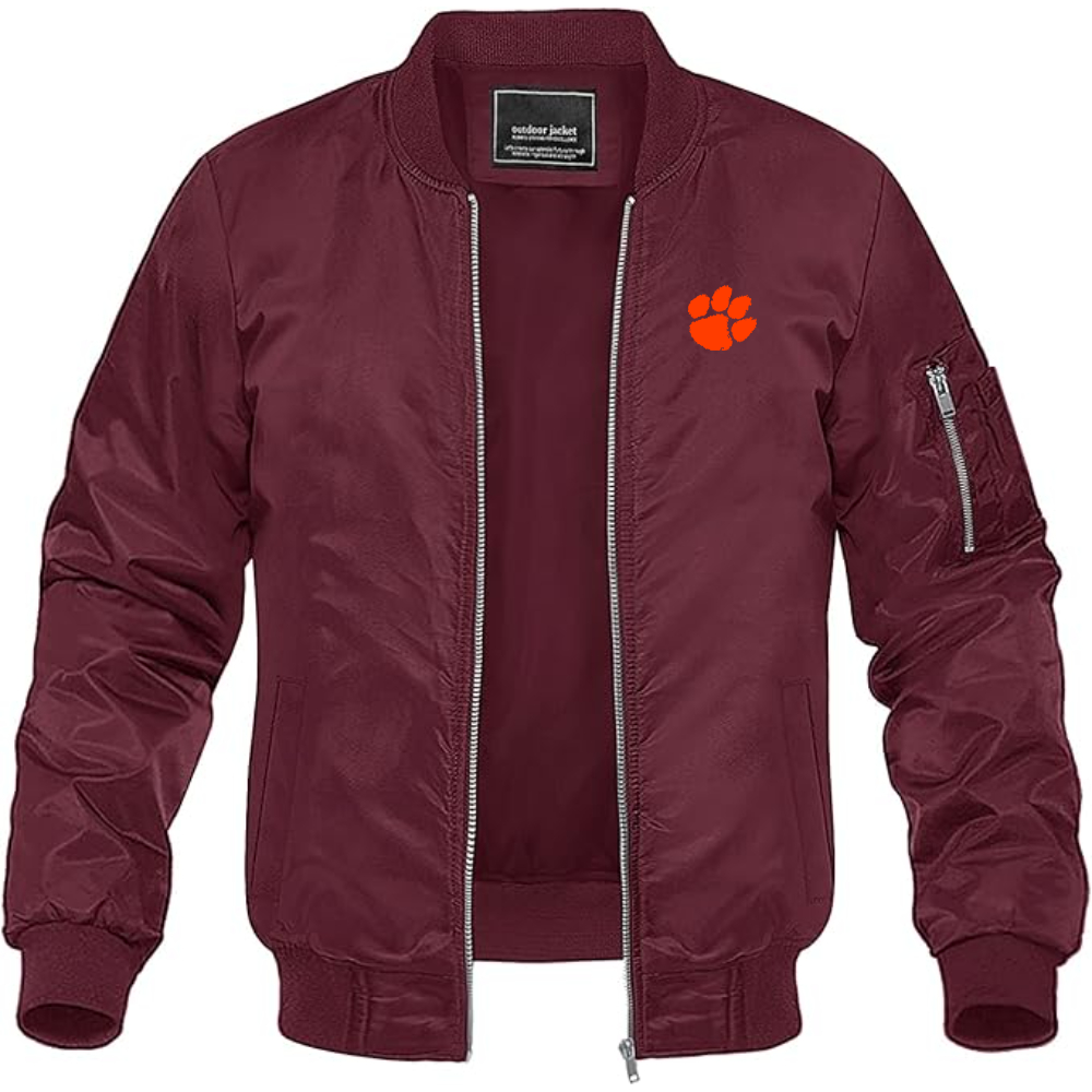 Men's Clemson Tigers Lightweight Bomber Jacket Windbreaker Softshell Varsity Jacket Coat