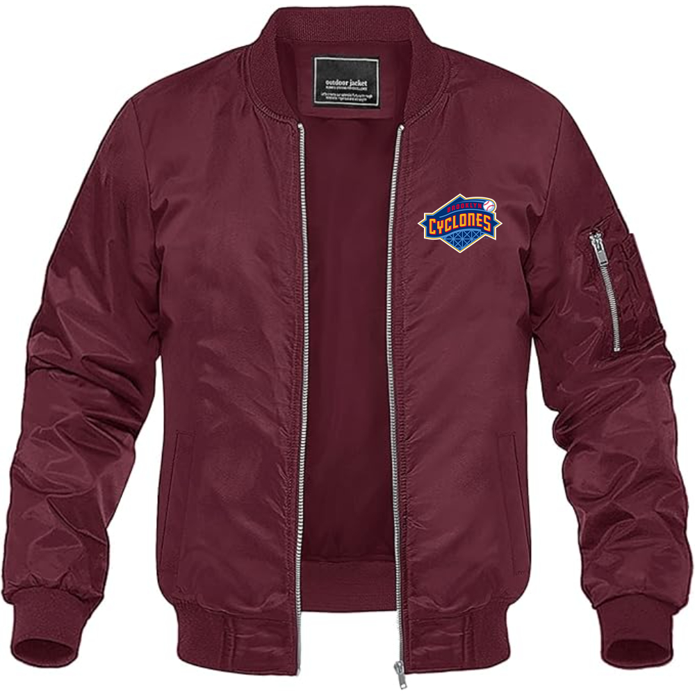 Men's  Brooklyn Cyclones Logo Lightweight Bomber Jacket Windbreaker Softshell Varsity Jacket Coat