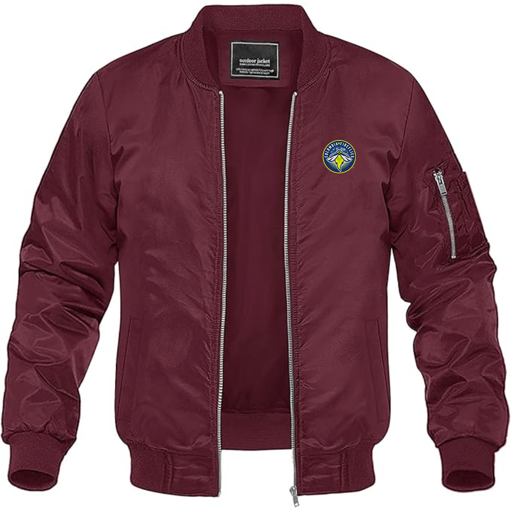 Men's Columbia Fireflies Logo Lightweight Bomber Jacket Windbreaker Softshell Varsity Jacket Coat