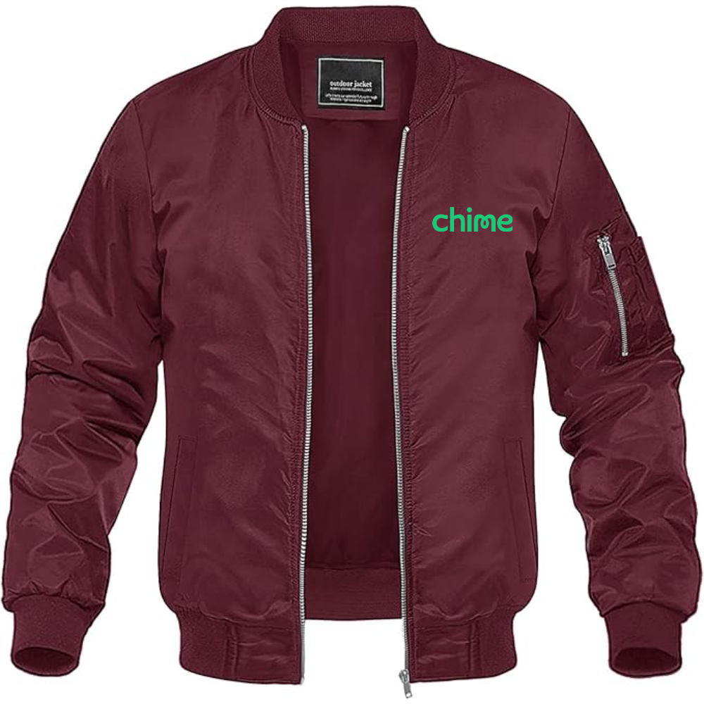 Men's Chime Logo Lightweight Bomber Jacket Windbreaker Softshell Varsity Jacket Coat
