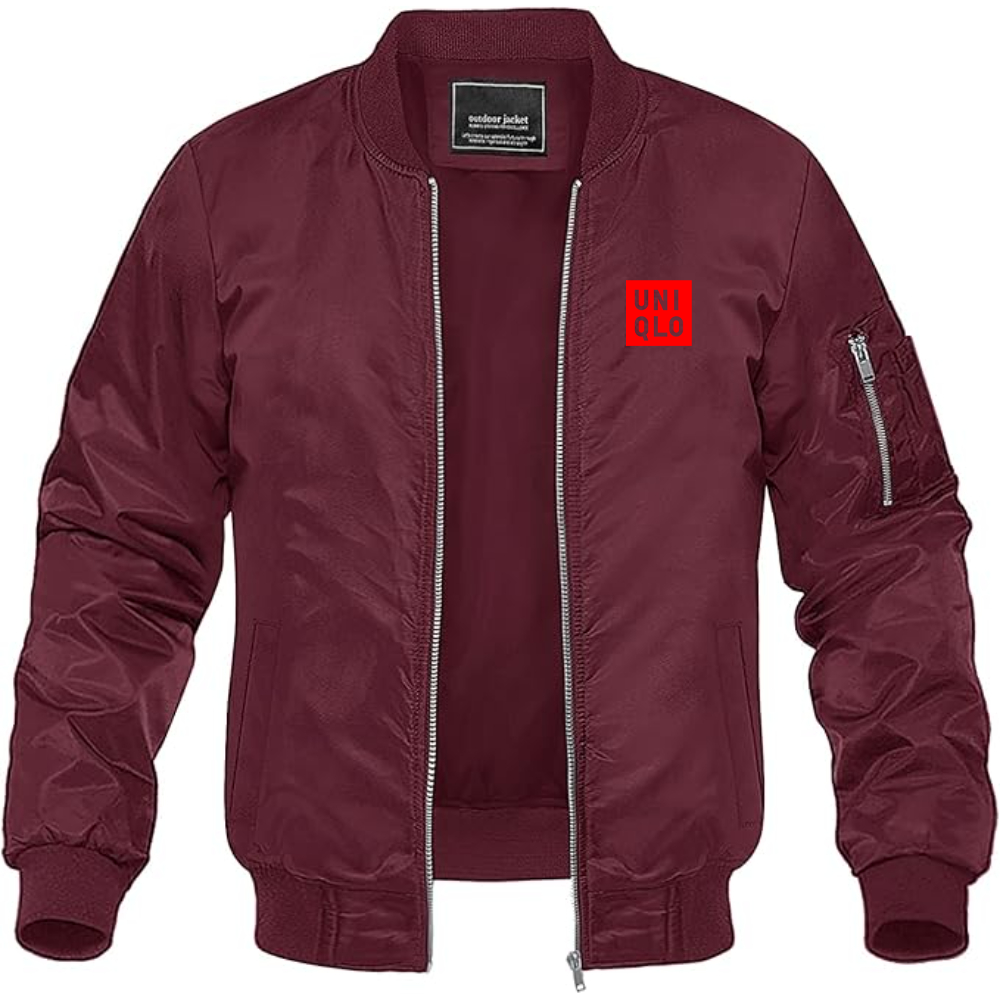 Men's Uniqlo Logo Lightweight Bomber Jacket Windbreaker Softshell Varsity Jacket Coat