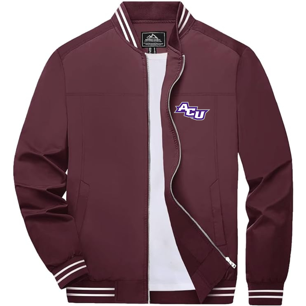 Men's Abilene Christian Wildcats   Lightweight Zip-Up Bomber Jacket with Ribbed Collar and Cuffs Versatile Casual Outerwear