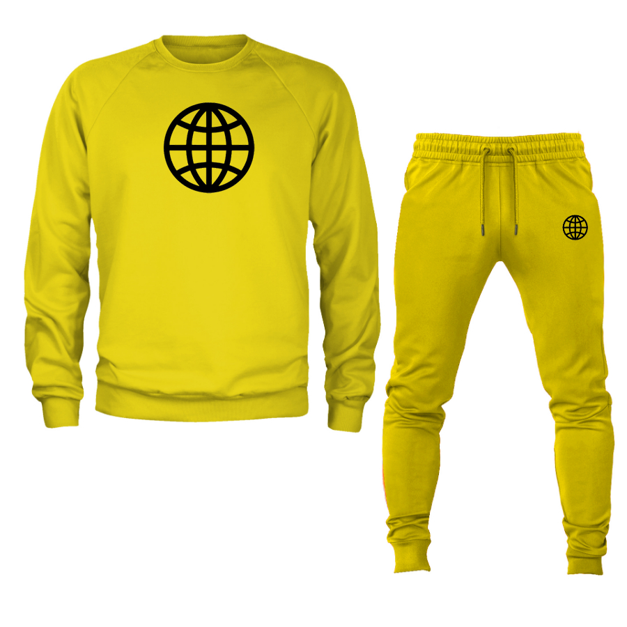 Men's Internet Globe Crewneck Sweatshirt Joggers Suit