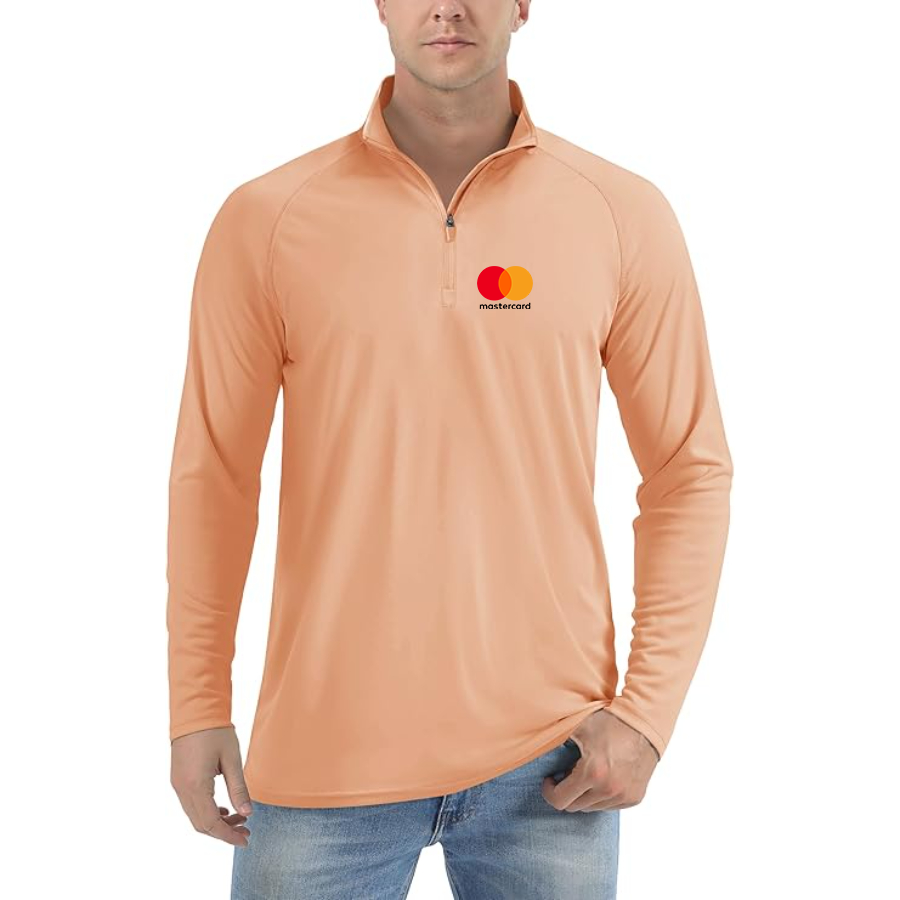 Men's Mastercard Logo Lightweight Quarter-Zip Athletic Shirt Long Sleeve Performance Wear