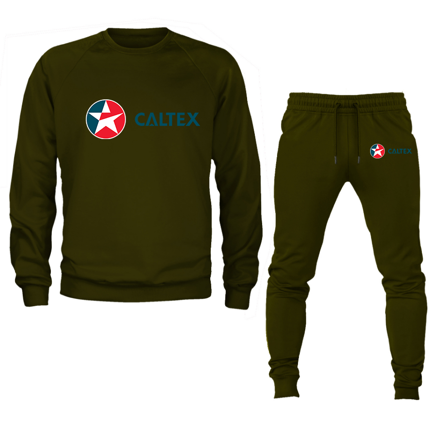Men's  Caltex Gas Station   Crewneck Sweatshirt Joggers Suit