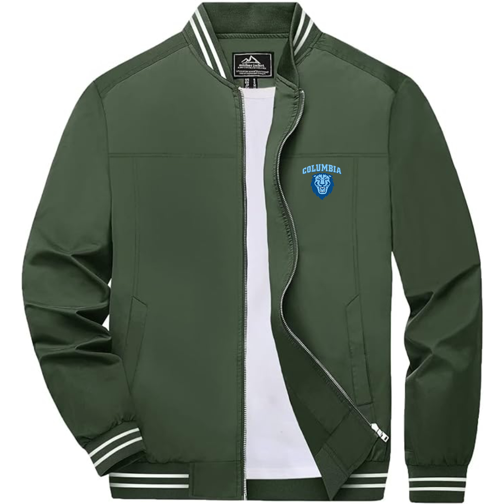 Men's Columbia Lions Lightweight Zip-Up Bomber Jacket with Ribbed Collar and Cuffs Versatile Casual Outerwear