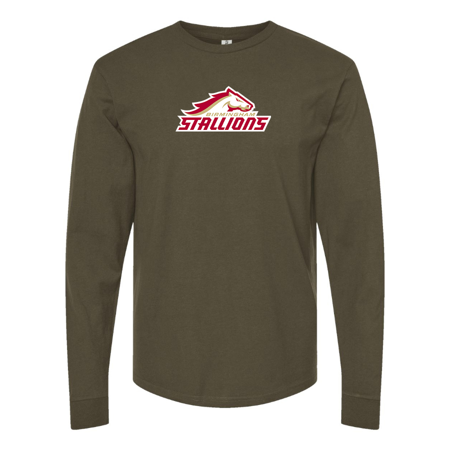 Men's Birmingham Stallions Logo Cotton Long Sleeve T-Shirt