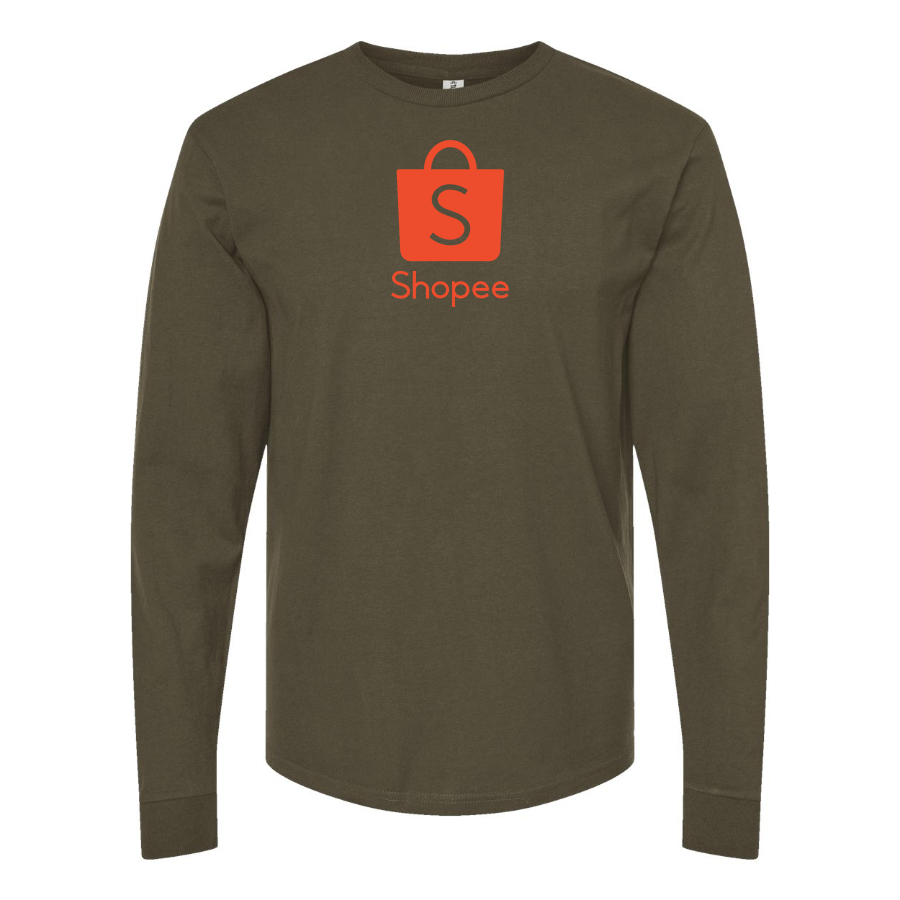 Men's Shopee Logo Cotton Long Sleeve T-Shirt