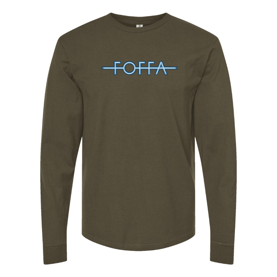 Men's Foffa Blue Logo Cotton Long Sleeve T-Shirt