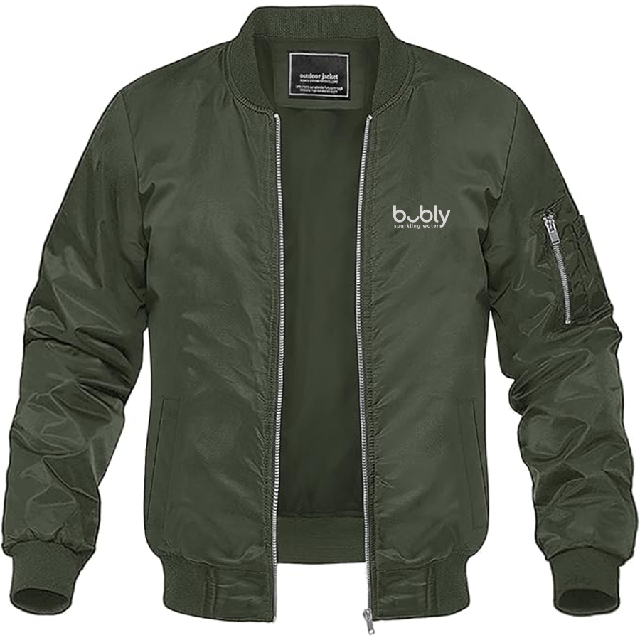 Men's Bubly Logo Lightweight Bomber Jacket Windbreaker Softshell Varsity Jacket Coat