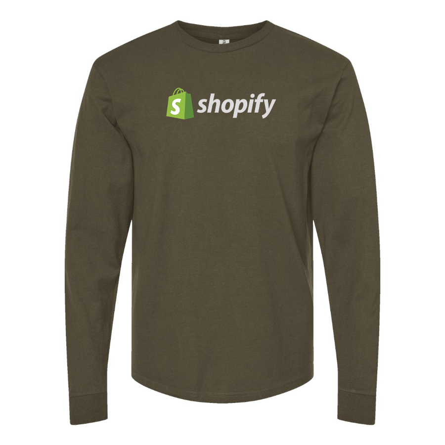 Men's Shopify Logo Cotton Long Sleeve T-Shirt