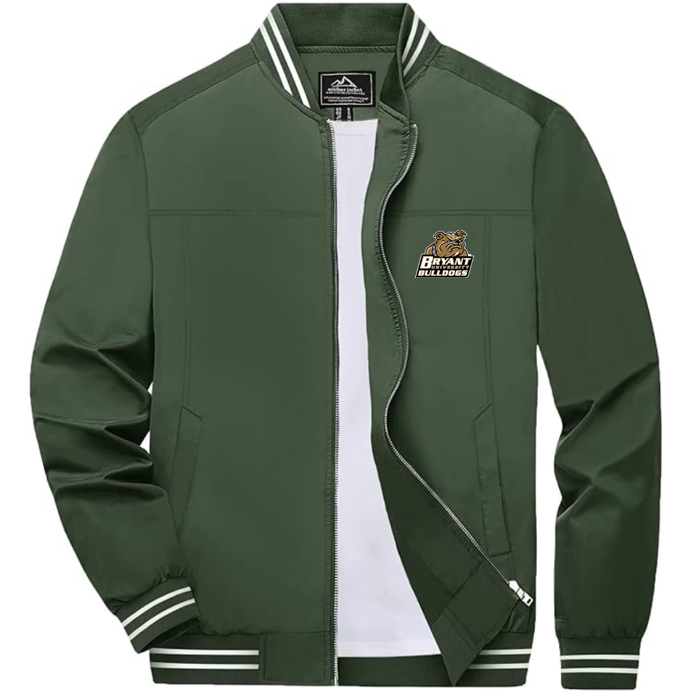 Men's Bryant Bulldogs  Lightweight Zip-Up Bomber Jacket with Ribbed Collar and Cuffs Versatile Casual Outerwear