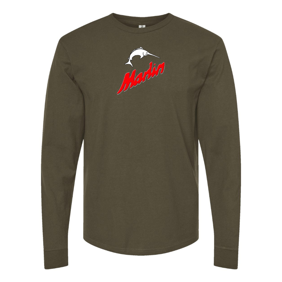 Men's Marlin Logo Cotton Long Sleeve T-Shirt