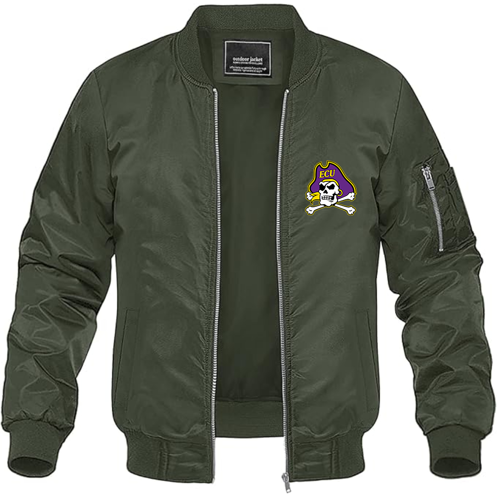 Men's  East Carolina Pirates Lightweight Bomber Jacket Windbreaker Softshell Varsity Jacket Coat