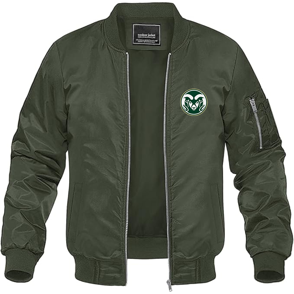 Men's Colorado State Rams Lightweight Bomber Jacket Windbreaker Softshell Varsity Jacket Coat