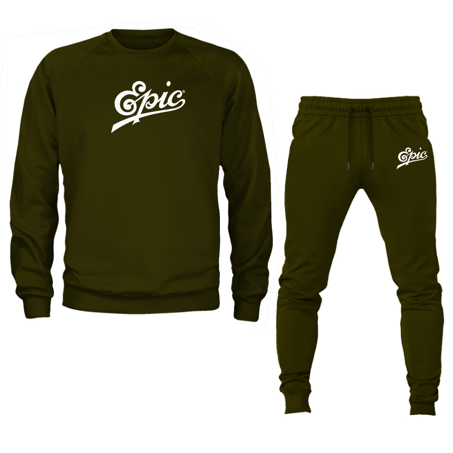 Men's Epic Records Crewneck Sweatshirt Joggers Suit