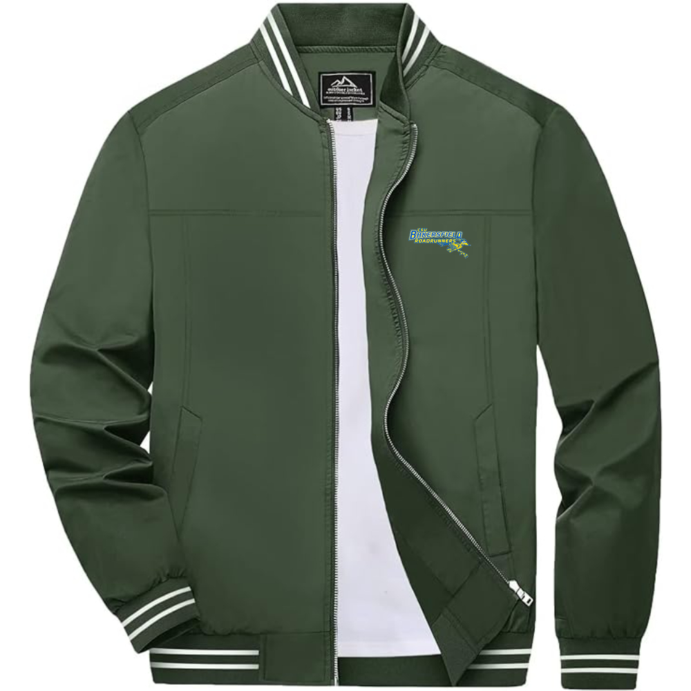 Men's CSU-Bakersfield Roadrunners Lightweight Zip-Up Bomber Jacket with Ribbed Collar and Cuffs Versatile Casual Outerwear