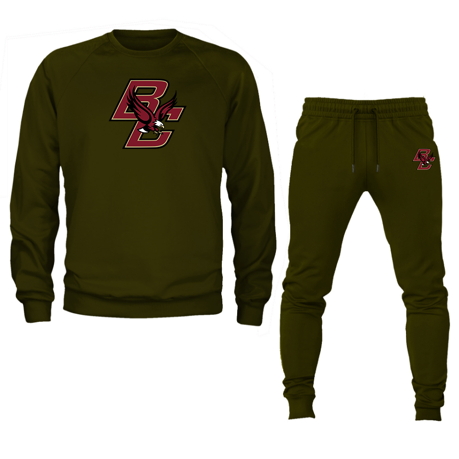 Men's Boston College Eagles  Crewneck Sweatshirt Joggers Suit