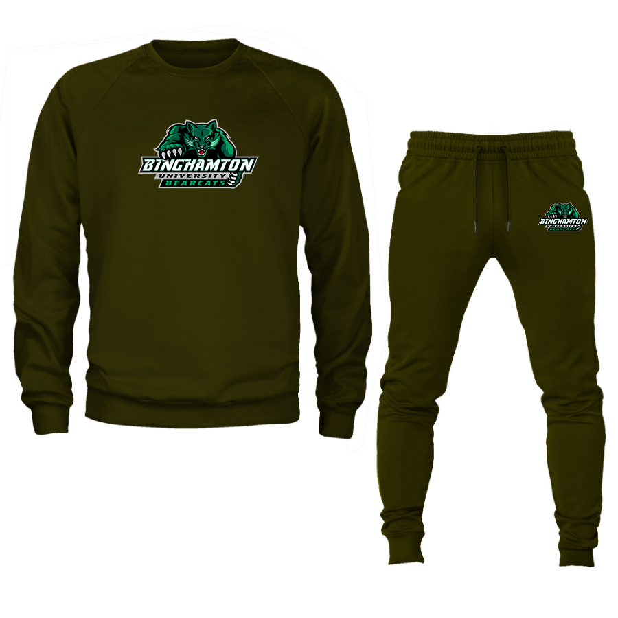 Men's Binghamton Bearcats Crewneck Sweatshirt Joggers Suit