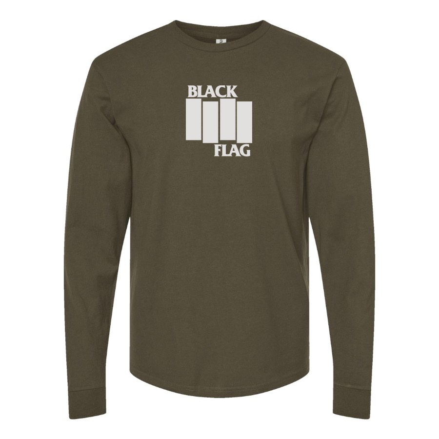 Men's Black Flag Logo Cotton Long Sleeve T-Shirt