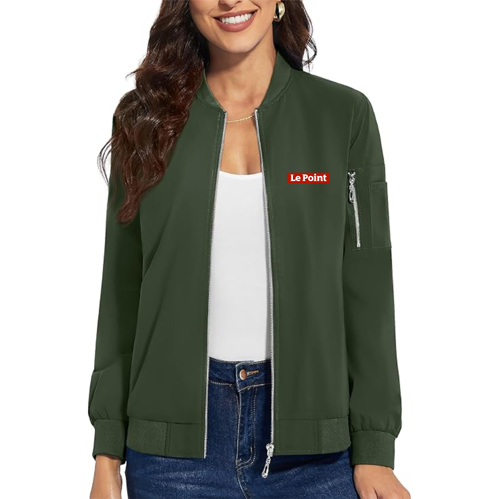 Women's  Le Point  Premium Bomber Jacket with Polished Detailing and Functional Sleeve Pocket Modern Luxury Outerwear