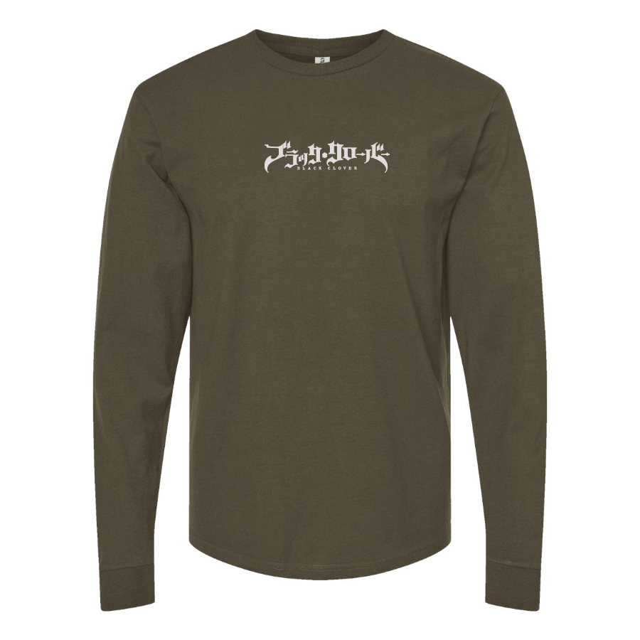 Men's Black Clover Logo Cotton Long Sleeve T-Shirt