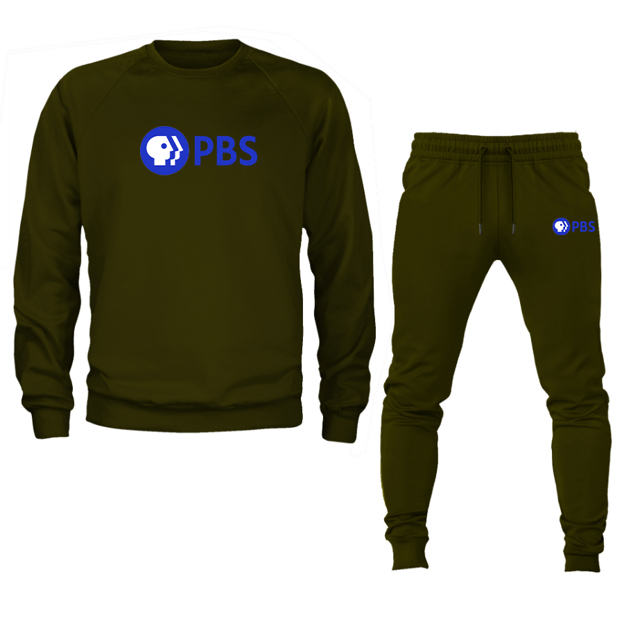 Men's  PBS Blue Crewneck Sweatshirt Joggers Suit