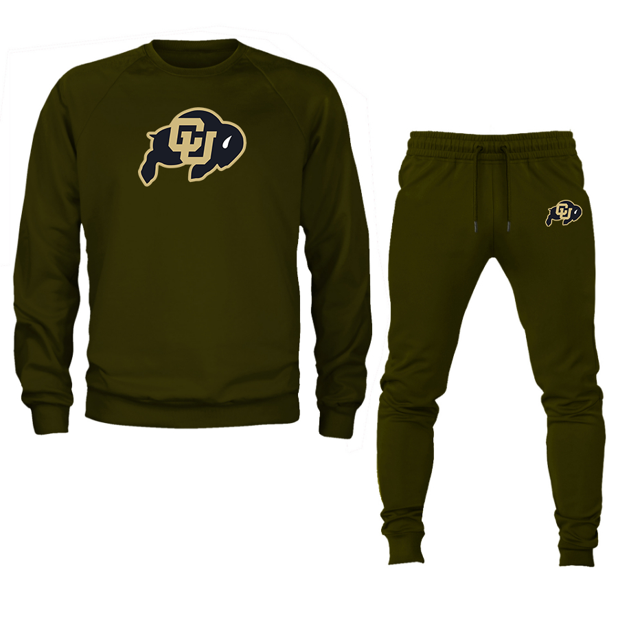Men's  Colorado Buffaloes Crewneck Sweatshirt Joggers Suit