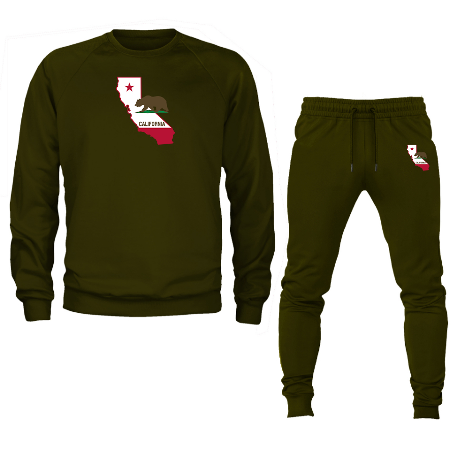 Men's California Bear Map  Crewneck Sweatshirt Joggers Suit
