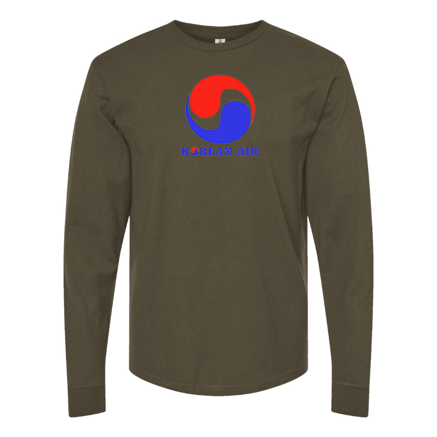 Men's Korean Air Logo Cotton Long Sleeve T-Shirt