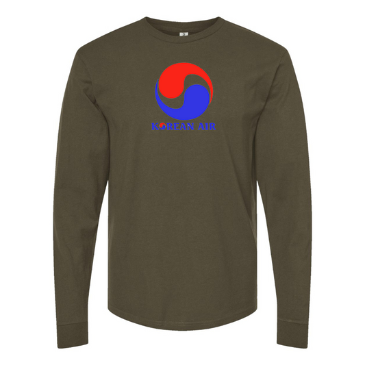 Men's Korean Air Logo Cotton Long Sleeve T-Shirt