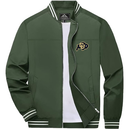 Men's   Colorado Buffaloes Lightweight Zip-Up Bomber Jacket with Ribbed Collar and Cuffs Versatile Casual Outerwear