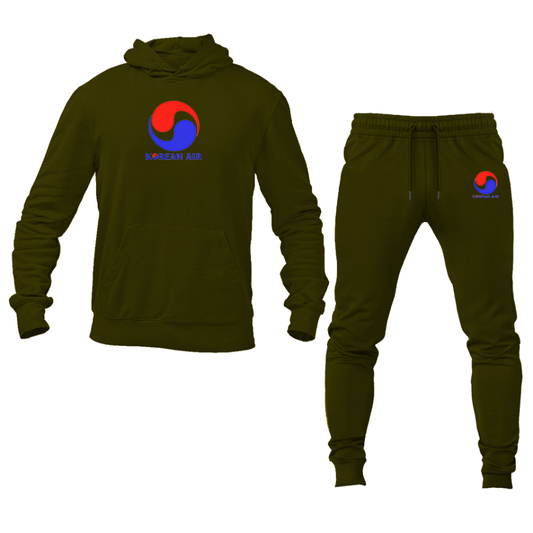 Men's Korean Air Logo  Hoodie Joggers Set