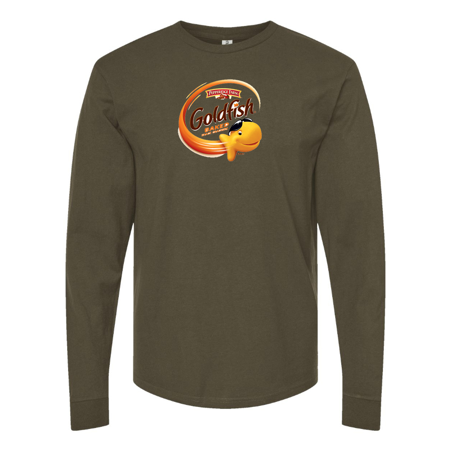 Men's Goldfish Logo Cotton Long Sleeve T-Shirt