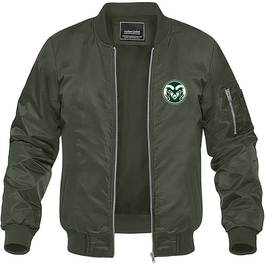 Men's Colorado State Rams Lightweight Bomber Jacket Windbreaker Softshell Varsity Jacket Coat
