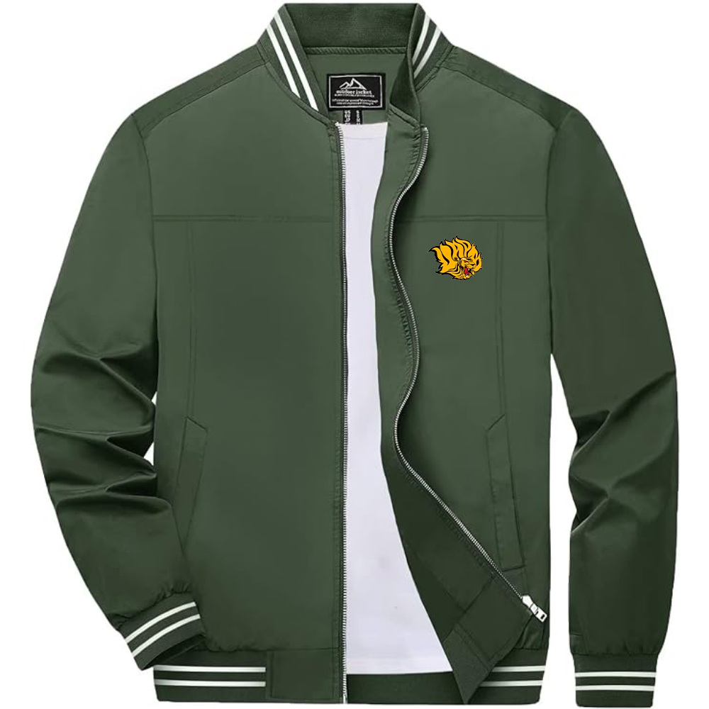 Men's  Arkansas PB Golden Lions Lightweight Zip-Up Bomber Jacket with Ribbed Collar and Cuffs Versatile Casual Outerwear