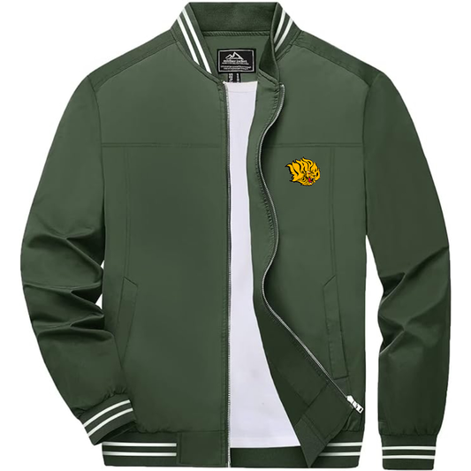 Men's  Arkansas PB Golden Lions Lightweight Zip-Up Bomber Jacket with Ribbed Collar and Cuffs Versatile Casual Outerwear