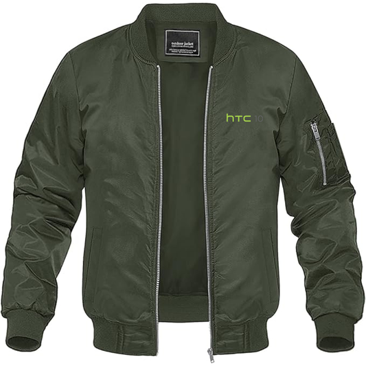 Men's HTC 10 Logo Lightweight Bomber Jacket Windbreaker Softshell Varsity Jacket Coat