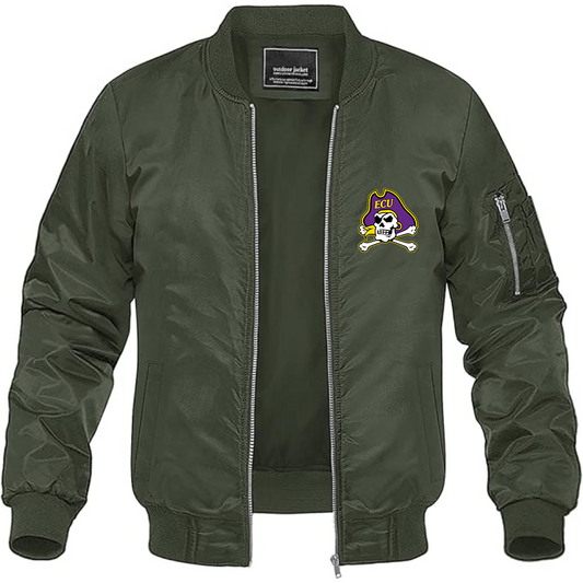 Men's  East Carolina Pirates Lightweight Bomber Jacket Windbreaker Softshell Varsity Jacket Coat