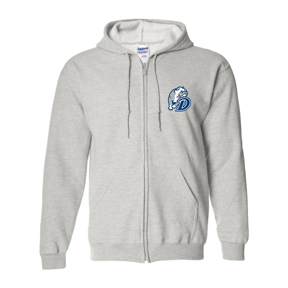 Men's Drake Bulldogs Gildan  Heavy Blend Full Zip Hooded Sweatshirt